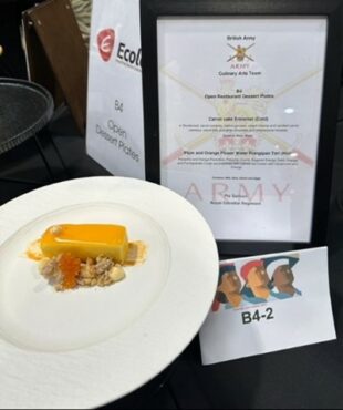 Private Dominic Salmons Awarding winning dessert entry.