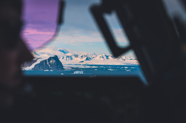 view of the Antarctic from a plane 