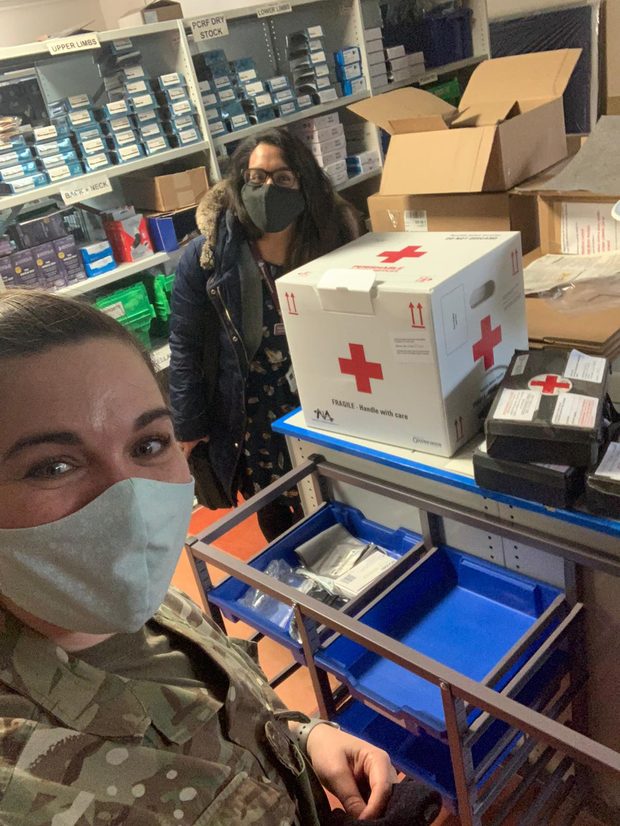 Summet Matharu OBE working amongst teams to send out the vaccinations during Covid-19. 