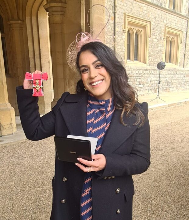 Sumeet Matharu with her OBE medal
